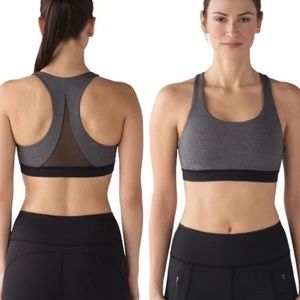 Lululemon Invigorate Black & Grey Racer Back Mesh Inset Sport Bra